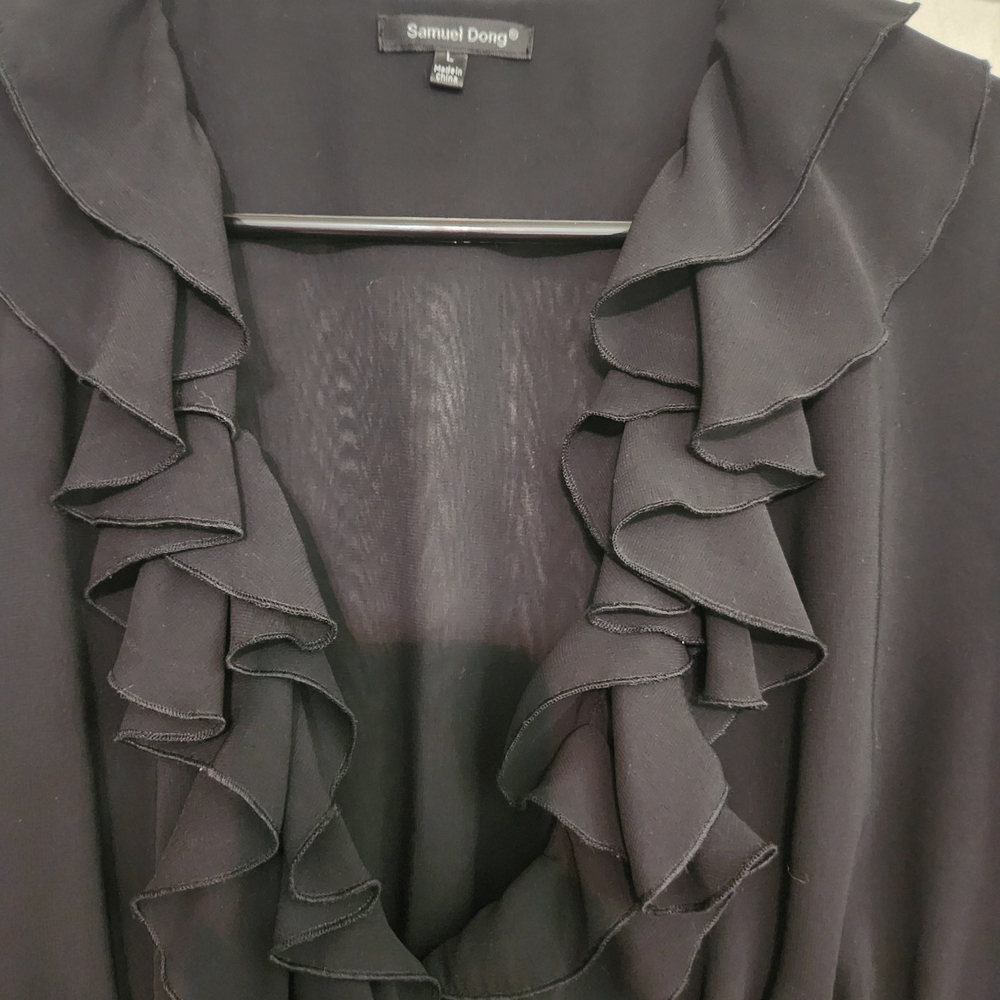 Samuel Dong Black Ruffled Blouse - Picture 2 of 8